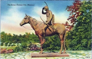Estatua Scout Kansas City Missouri postal 15419 sin publicar - Imagen 1 de 2