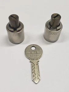 2 Matching Stanley Vidmar SL10 1219 A75 Lock Cylinders W/ 1 Key - Picture 1 of 5
