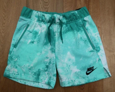 Nike Girl French Terry Shorts with Pockets ~ Green, White & Black ~ - Image 1 of 2