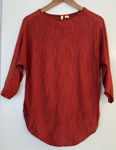 Moth Knit Blouse XS Red Cotton Blend Chiffon 3/4 Sleeve Back Detail Sheer Top - Picture 1 of 12