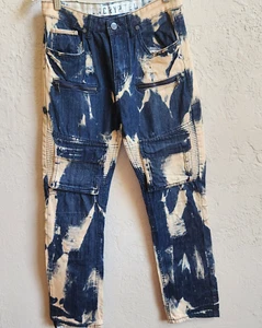 Encrypted Jeans Youth Boys 16 Yellow Wash Distressed Denim Pockets 29 X 28.5 - Picture 1 of 13