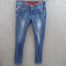 John Richmond Mens Jeans Size 32x33 Blue Denim Skinny Button Fly British Punk