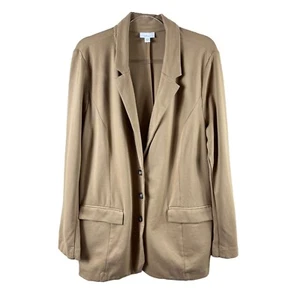 J. Jill Ponte Knit Notch Collar Unlined Pocket Blazer Jacket Tan XL Tan Career - Picture 1 of 10