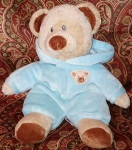 2012 TY PLUFFIES Plush 12" BLUE LOVE BABY BEAR Lovey Sewn Eyes Non- Removable Z - Picture 1 of 4