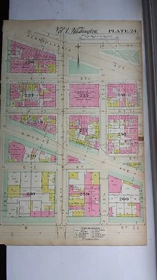 Mapa 1892 de NW DC - Freedom Plaza Área - Raro gran propiedad detalle específico Foto 1 de 4