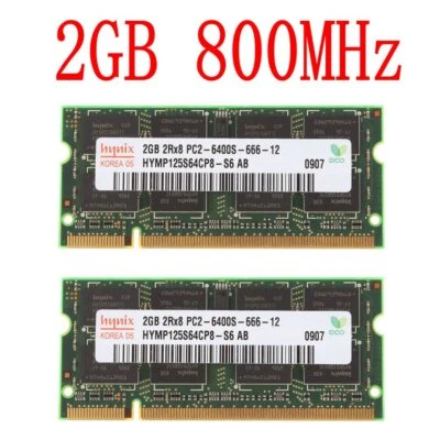 4GB 4G(2x 2GB) 1GB PC2-6400 DDR2 CL6 200Pin SO-DIMM Laptop Memory For Hynix LOT - Image 1 of 4
