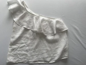 LADIES NEXT WHITE LINEN ONE SHOULDER TIERED FRILL BLOUSE SIZE 20 - Picture 1 of 2
