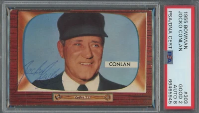 Jocko Conlan 1955 Bowman #303 “Autograph" - PSA/DNA 2 - Hall of Fame Umpire - Image 1 of 2