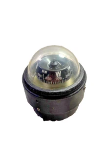 Vintage 70's AIRGUIDE black dash mount marine boat compass, MFG.Chicago - Picture 1 of 5