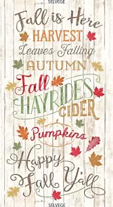 24" Fabric Panel - Timeless Treasures Happy Fall Ya'll Harvest Words Natural - Picture 1 of 1
