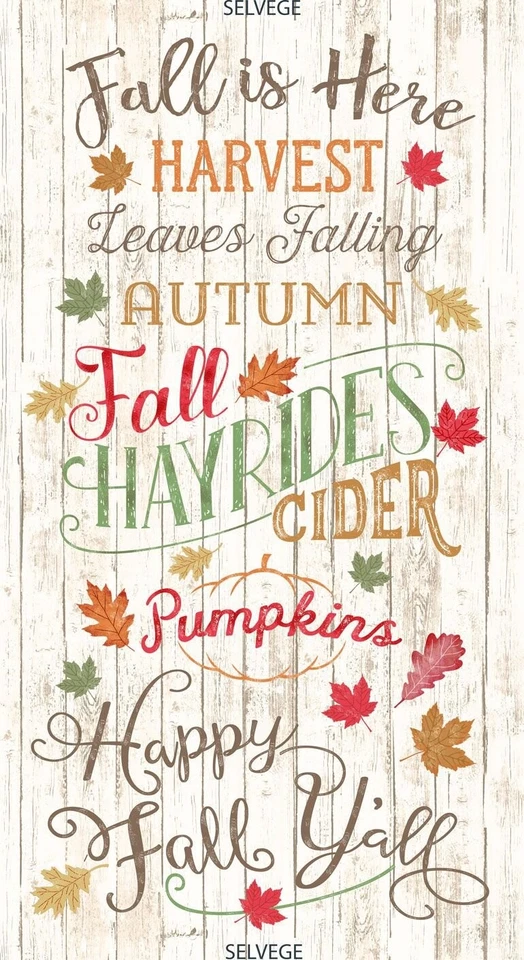 24" Fabric Panel - Timeless Treasures Happy Fall Ya'll Harvest Words Natural - Image 1 of 1