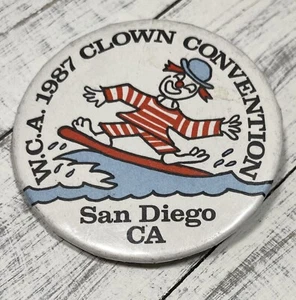 World Clown Association 1987 Clown Convention, San Diego, CA, Badge-A-Minit Pin - Picture 1 of 3