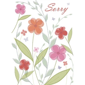 Sorry Card - Cut-out Flowers - Blank Inside - SSM004 - Picture 1 of 1