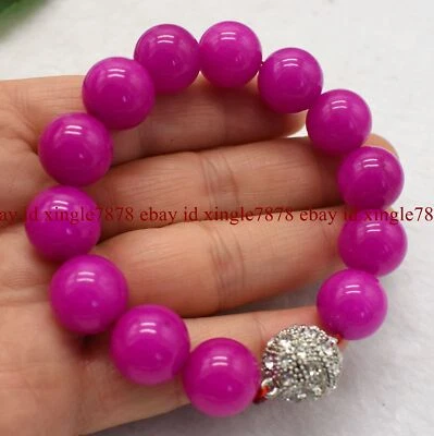 Enorme pulseira de contas de pedra preciosa redonda de sugilita rosa 14 mm fecho magnético 7,5" - Imagem 1 de 4