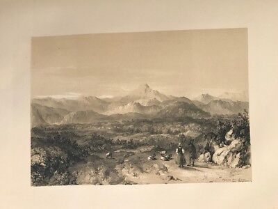 Pirineos Desde Bayona .George Vivian, Litografia Original.Londres 1838 • 150€