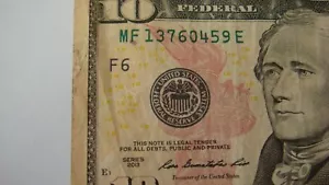 2013 TEN DOLLAR BILL Broken Ladder 13760459 Miscut - Picture 1 of 3
