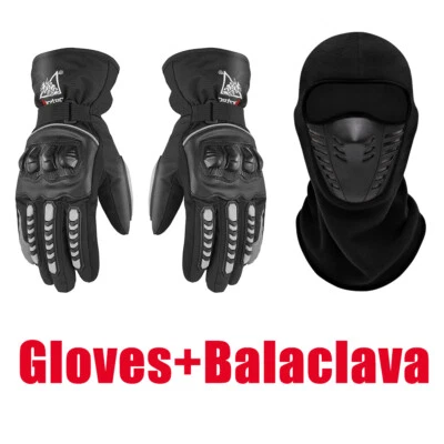 Guantes de moto de invierno para clima frío cálidos guantes de dedo completo + pasamontañas de lana Foto 1 de 4