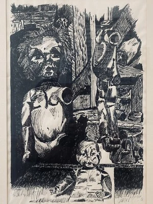 🔥 Pintura de dibujo de fábrica de juguete embrujada moderna antigua inusual vintage, años 50 Foto 1 de 4