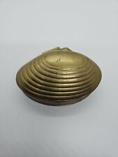 Vintage Solid Brass Clam Seashell Hinged Trinket Jewelry Box Regency