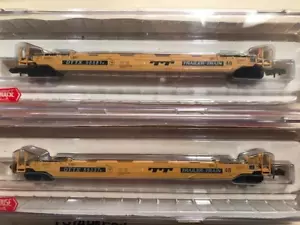 Roundhouse N scale TWO Husky Stack well cars #8471 Trailer Train rapido NOS - Picture 1 of 4