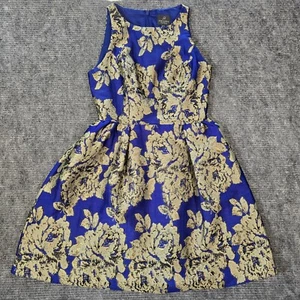 Adrianna Papell Dress Metallic Floral Jacquard V-Neck Sleeveless Midi Dress - Picture 1 of 5