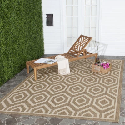SAFAVIEH Indoor Outdoor CY6902-242 Courtyard Brown / Bone Rug - Image 1 of 4