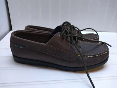Sapatos femininos Eastland Fulmouth couro marrom 4 ilhós Oxford barco acampamento deck 8M 39 - Imagem 1 de 4