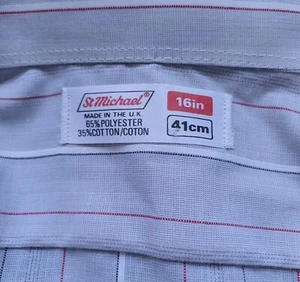 VINTAGE Hardly Worn M&S " St Michael " Grey PINSTRIPE Long Sleeve Shirt 16 Retro - Picture 1 of 5