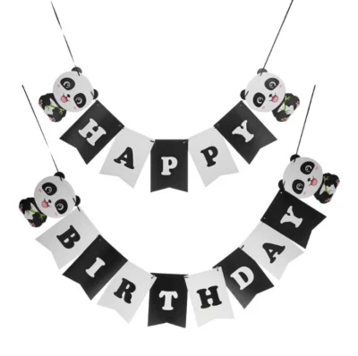 Panda Bunting Zoo Animal Birthday Party Banner Decoration Super Cute - Изображение 1 из 4
