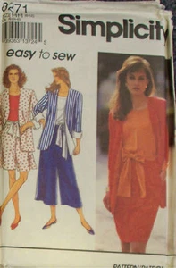 Split Skirt in Two Lengths, Top, Unlined Jacket Sewing Pattern S8271 Size 10-16 - Picture 1 of 1