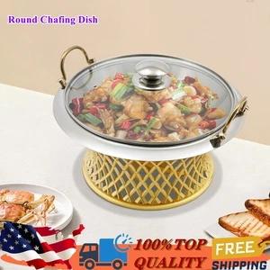 Piatto sfregamento buffet rotondo oro piatto sfregamento tavolo con coperchio - Foto 1 di 16