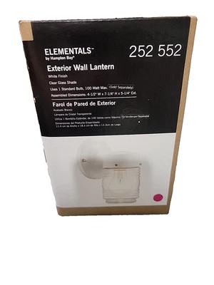 Lanterna de parede externa Elementals 252-552, Hampton Bay, NOVA na caixa. - Imagem 1 de 3