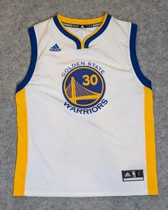 Adidas Golden State Warriors Stephen Curry Youth L 14/16 White Swingman Jersey - Picture 1 of 10