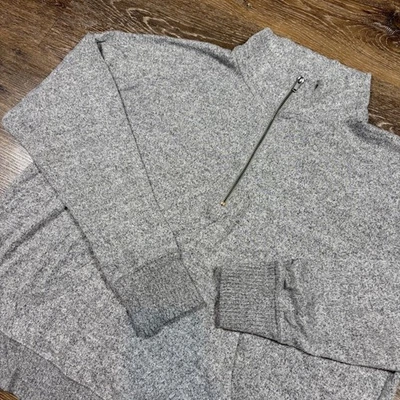 Aerie Pullover Womens M Gray Heather Quarter Zip Mock Neck Lightweight Gym - Image 1 of 4
