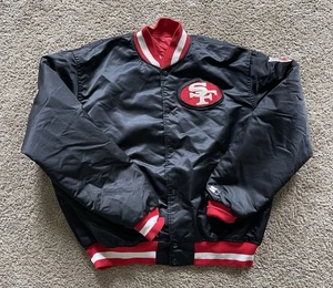 San Francisco 49ers Jacket Mens XL Black Vintage Starter Satin Bomber - Picture 1 of 8
