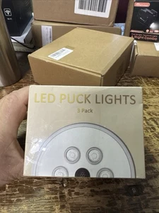 3er Pack LED Puck Lichter (W100-3) wiederaufladbare kleine Lichter tragbar hell - Bild 1 von 3