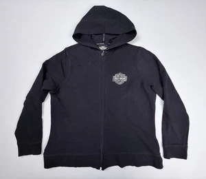 Harley-Davidson Motorcycles Black Embellished Zip Up Hoodie Jacket Women's 1W - Picture 1 of 16
