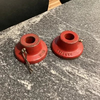 Lote de 2 collares de barra rojos vintage de hierro torcidos para asegurar tamaño estándar YORK Foto 1 de 4