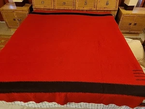 VTG Woodward Prospector 100% Wool 4 Point Red Blanket Made in England 90"x72” - Picture 1 of 17