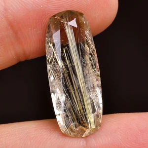 Natural Golden Rutile Quartz Radiant Cushion Shape cut Gemstone 12 Ct 10X25X6 MM - Picture 1 of 4