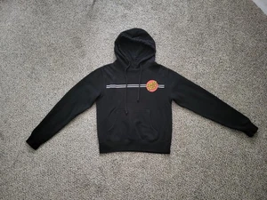 Santa Cruz long sleeve black graphic pullover hoodie sz YOUTH Sm EUC skateboard - Picture 1 of 6