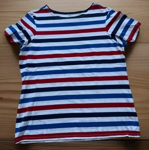 Organic Cotton Seasalt Cornwall Striped Sailor T Shirt Red White Blue US 10 - Picture 1 of 9