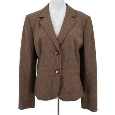 Chaqueta Calvin Klein Mujer 16 Marrón Tweed Forrada Blazer Ajustado Preppy Academia Foto 1 de 4