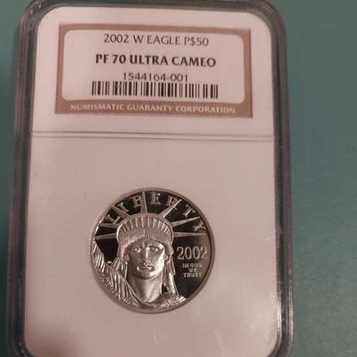 2002-W $50 1/2 oz American Platinum Eagle Proof NGC PF70 Ultra Cameo - Image 1 of 2
