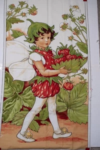 Michael Miller STRAWBERRY Flower Fairies Cicely Mary Barker Panel Fairy Fabric - Picture 1 of 3