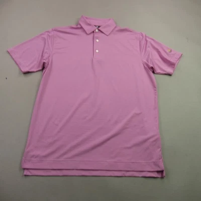 Footjoy Shirt Mens Medium Short Sleeve Golf Polo Casual Lightweight Stripes Pink - Image 1 of 4