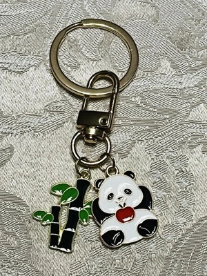KEYRING Panda Bear Keychain Enamel Bag Charm Animal Cute Panda Book Bag Charm - Image 1 of 3