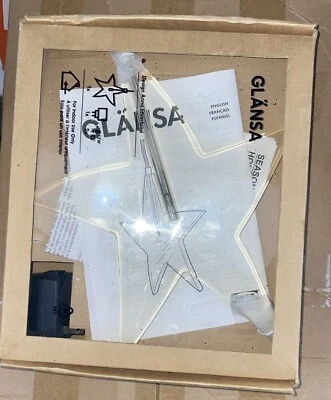 Ikea Glansa 11" Colgante Navidad Acrílico Transparente Estrella Luz Interior Lámpara Colgante Foto 1 de 3