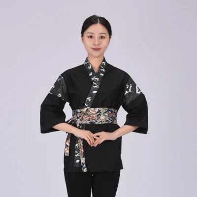 Happi Sushi Chef Coat Serving Short Kimono Sushi Chef Jacket Hotel Uniform - Image 1 of 4