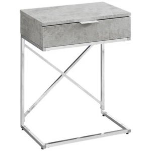 Accent Table Side End Nightstand Lamp Living Room Bedroom Metal Grey - Picture 1 of 6